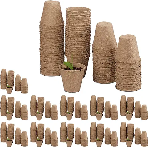 960 Macetas Biodegradables, Maceteros Ecológicos, para Plantas, Redondos, Celulosa, Diámetro 6 cm, Beige  