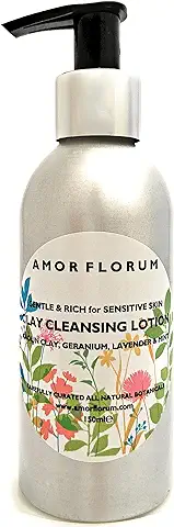 99% Natural LOCIÓN LIMPIADORA FACIAL - ARCILLA BLANCA, LAVANDA, MENTA & GERANIO - 150 ml de AMOR FLORUM. Loción Limpiadora Elimina Suavemente las Impurezas de la Piel. PH 5.5 para Pieles Sensibles.  