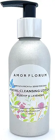 99% Natural LOCIÓN LIMPIADORA FACIAL - VITAMINA E, ROSA MOSQUETA Y LAVANDA 150 ml de AMOR FLORUM. Protege y Calma. Sin Perfume, Sin Alcohol. pH 5.5 para Piel Sensible y Atópica Refuerza el Microbioma.  