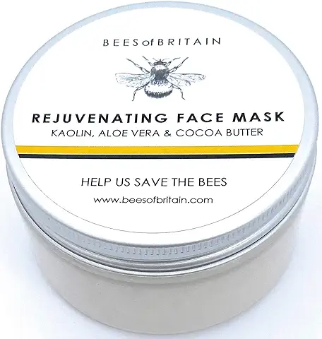 99% Natural MASCARILLA REJUVENECEDORA - Arcilla Blanca, Manteca Cacao & Aloe vera - 100 ml de BEES of BRITAIN. Limpia Suavemente Piel. Lista para Usar. Donamos 5% de Ganancias Para Ayudar las Abejas.  