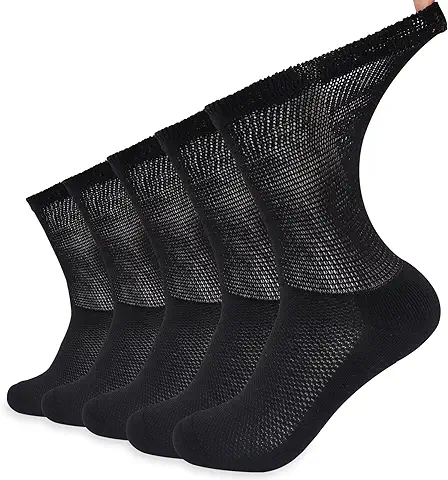 Aaronano 5 Pares de Calcetines de Bambú para Diabéticos con Agarre Antideslizante para Hospital, para Hombres y Mujeres  