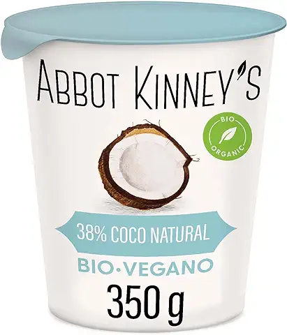 Abbot Kinney's - Yogur Vegetal de Coco - Tarrina de 400 ml - Sin Azúcar Añadido - Alto Contenido en Fibra - Yogur Ecológico Sin Gluten - Ideal Para Desayunos, Postres, Salsas y Dipear  