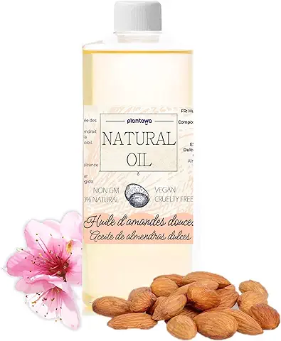 Aceite Almendras Dulces - 100% Puro y Natural - 500 ml, Aceite Embarazo, Estrias, Máxima Absorción, Hidrata Cuerpo, Piel, Cabello, Aporta Vitamina E, Sostenible, Origen 100% Vegetal  