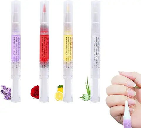 Aceite Cuticulas Uñas, Aceite para Cuticulas, Aceite para Cutículas de Uñas, Aceite Hidratante de Cutícula,Bolígrafos de Aceite para Uñas, para Reparar la Cutícula Agrietada y Seca, 4Pcs  