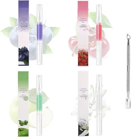 Aceite Cuticulas Uñas,Aceite Reparador para Uñas,Pluma Lápiz para Cuidado de Uñas,Aceite para Uñas,Aceite Hidratante de Cutícula,para Cuidado de Uñas para Esmalte para Quitar Callos (4 Piezas)  