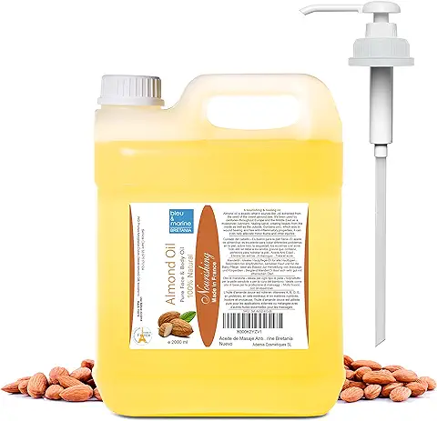 Aceite de Almendras, 100% Puro y Natural, Almendras Dulces, Aceite Corporal Hidratante, Anti Estrias Embarazo, Hidratante Pelo, Bebe, Antiestrias, Reafirmante, Senos, 2000 ml  