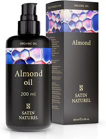 Aceite de Almendras Dulces ORGÁNICO y Prensado en Frío - 100% Puro, Natural, Vegano - Aceite Corporal (anticelulitico, Masaje Corporal, Jabones, Estrías) - Cuerpo, Piel, Cara y Uñas - Satin Naturel  