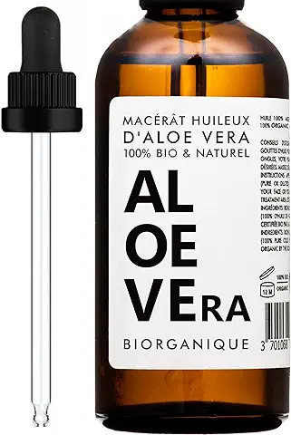 Aceite de Aloe Vera Orgánico - 100% Puro, Natural, Vegano y Orgánico - 100 ml - Cuidado para Rostro, piel y Cabello  