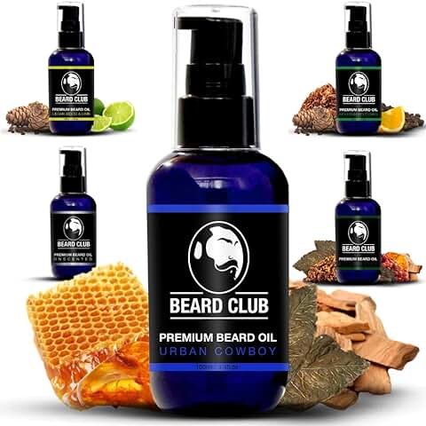 Aceite de Barba Perfumado Premium - Urban Cowboy 100ml - Deja tu Barba Suave, Sin Picor y Sin Escamas, Ayuda a su Crecimiento - Acondicionador Para Hombre Potente 100% Natural Para Barba  