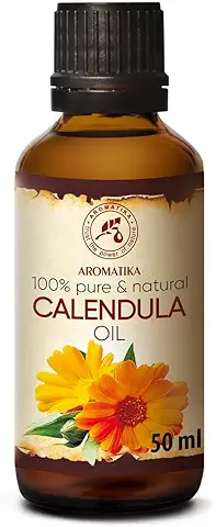 Aceite de Caléndula 50ml - Calendula Officinalis - 100% Puro y Natural - Aceite Base - Cuidado Intensivo - Ideal para el Rostro - Cabello - Masajes - para la Belleza del Cuerpo - Cuidado de la Piel  