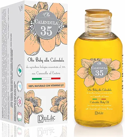 Aceite de Caléndula y Almendras 100% Natural, Ideal como Aceite Antiestrias en el Embarazo y Aceite Bebé, con Caléndula Bio, Aceite de Almendra, Vitamina E y F - Dulàc, Made in Italy  