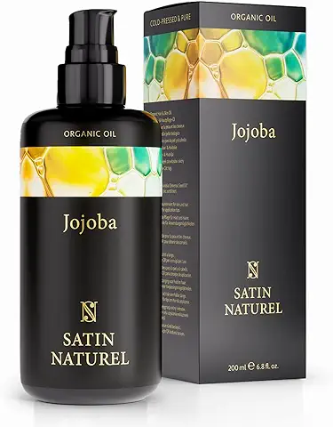 Aceite de Jojoba puro ORGÁNICO 200ml - Aceite Corporal GANADOR - Aceite Anticelulitico - 100% Vegano + Prensado en Frío - Vitamina E para Cuerpo, Piel, Cabello y Uñas - Anticelulitis - Satin Naturel  