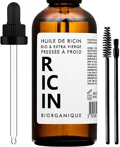 Aceite de Ricino, 100% Ecológico, puro y Natural, para el Cuidado de Cabello, Pestañas, Uñas, piel (100 ml)  