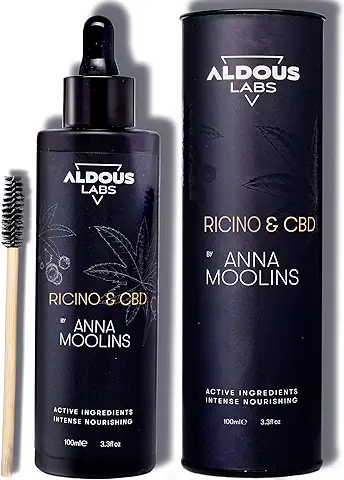 Aceite de Ricino 100% Puro Enriquecido con CBD | Prensado en Frío - Vegano | Fórmula Avanzada | Pestañas, Cejas, Cabello, Piel, Uñas, Barba | 100 ml | Cepillo de Pestañas Incluido | Regalo Original  
