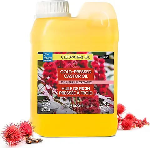 Aceite de Ricino 100% Puro y Natural, Cultivo Orgánico, Crecimiento Cabello, Pestañas, Cejas, Reductor Ojeras, Hidratante Piel, Uñas, Barba, 1000 ml  