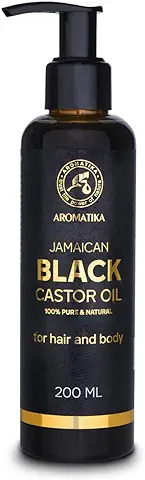 Aceite de Ricino Negro Jamaicano - 200ml - Ricinus Communis - Aceite de Ricino - Aceite para la Piel - Uсas - Labios - Aceite para el Cabello - Aceite Corporal - Aceite Facial - Aceite de Baсo  