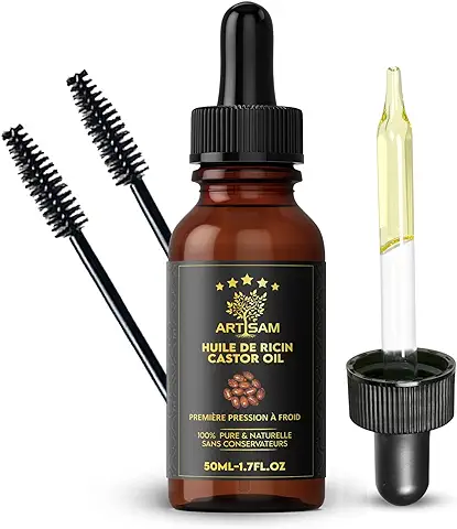 Aceite de Ricino para Cabello, Barba, Pestañas, Cejas, Uñas y Piel, puro y Natural, Prensado en Frío, Vegano, Virgen Extra, kit Acelerador del Crecimiento 50 ml  