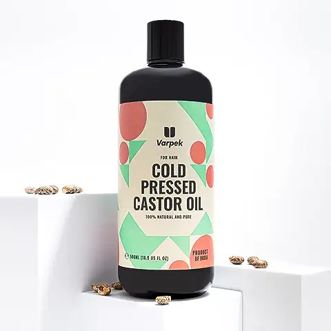 Aceite de Ricino Prensado en Frío - 100% Orgánico, Natural y Puro - Aceite para el Crecimiento del Cabello, Barba, Pestañas y Cejas - Por Varpek  