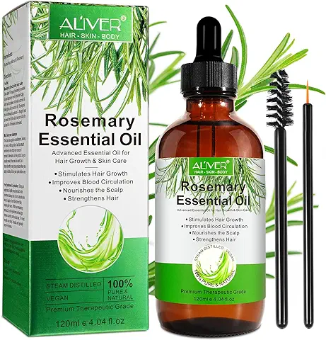Aceite de Romero para el Crecimiento Cabello 120ml - Rosemary Oil for Hair Growth, Aceite Esencial de Romero para el Cuidado del Cabello la Piel,crecimiento de Cejas Pestañas  