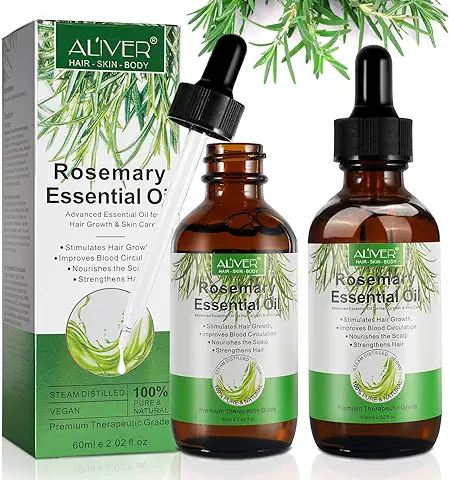 Aceite de Romero para el Crecimiento del Cabello, 2Pack-aceite Esencial de Romero para el Crecimiento de las Cejas y las Pestañas y el Cuidado de la Piel, 100% Natural puro para Mujeres y Hombres  