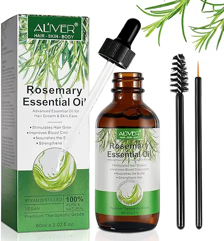 Aceite de Romero para el Crecimiento del Cabello 60ml, Cuidado de la Piel, Aceite para el Tratamiento de la Caída del Cabello para Mujeres y Hombres, Nutre el Cuero Cabelludo  