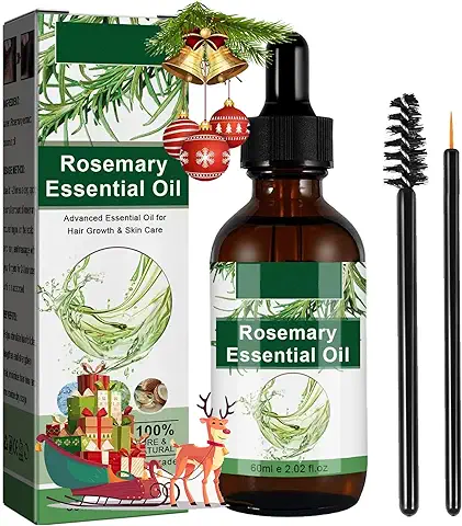 Aceite de Romero para el Crecimiento del Cabello Orgánico, Aceite Esencial de Romero para la Piel, Cuidado del Cabello, Crecimiento de Cejas y Pestañas 60ML  