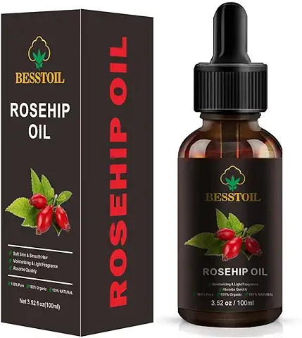 Aceite de Semilla de rosa Mosqueta Orgánico para la Cara, 100% puro Natural Prensado en Frío Aceite Facial Hidratante Antienvejecimiento para Piel,cabello y Uñas(100 ml)  