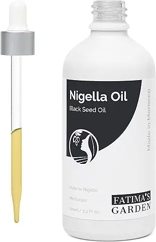 Aceite de Semillas Negras de Fatima’s Garden - Comino Negro para el Rostro, Cabello, Cuerpo, Uñas, Prensado en Frío, Hidrata y Fortalece el Cabello, Vegano, Libre de Crueldad Animal-100ml  