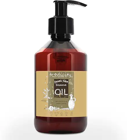 Aceite de Sésamo Vegetal (Ajonjoli) BIO Premium 100% Puro, Natural y Prensado en Frio. Certificado Ecologico Extraído de Semillas de Sesamo Organicas - 250 ml  
