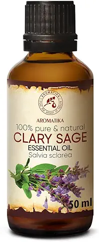 Aceite Esencial Clary Sage 50ml - Salvia Sclarea - Aceites de Aromaterapia - Aceite de Salvia de Clary de Grado para Difusor - Cuidado Piel - Aceites para Velas - Fragancia para Hogar  