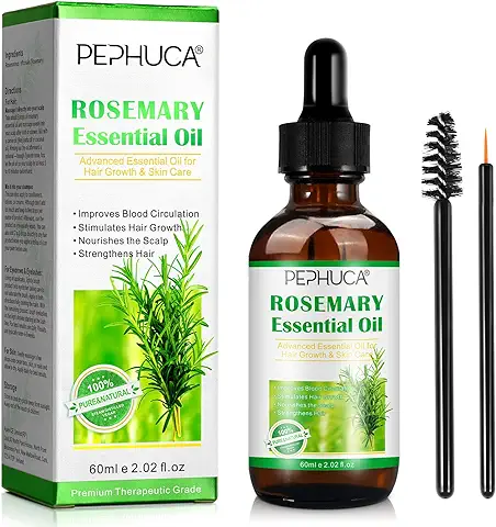 Aceite Esencial de Romero para el Crecimiento del Cabello - 100% puro Orgánico para el Cuidado de la Piel, Cejas, Pestañas, Nutre el Cuero Cabelludo, Estimula el Crecimiento del Cabello 60ML (1 Pack)  