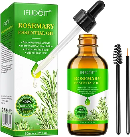 Aceite Esencial de Romero para el Crecimiento del Cabello, las Cejas y las Pestañas, Aceite de Tratamiento de Pérdida de Cabello para Mujeres y Hombres, Estimula el Crecimiento del Cabello