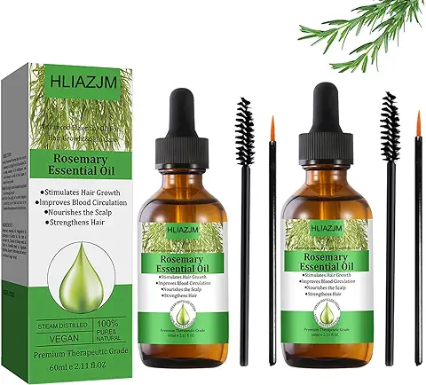 Aceite Esencial de Romero para el Crecimiento del Cabello,2PCS Aceite Esencial de Romero para el Cuidado de la Piel,cejas,pestañas,estimula el Crecimiento del Cabello  