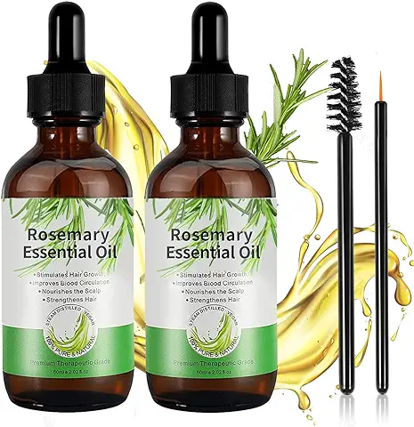 Aceite Esencial de Romero para el Crecimiento del Cabello(60ml) - 100% puro Orgánico para el Cuidado de la Piel, Cejas, Pestañas, Nutre el Cuero Cabelludo, 2 * 60ML  