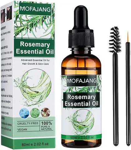 Aceite Esencial De Romero Para Un Rápido Crecimiento Del Cabello Para El Cuidado De Piel, Aceite Esencial Natural Para El Crecimiento De Cejas Pestañas Y Barba, Suero Anticaída -60ml Con 2 Cepillos  