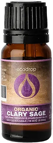 Aceite Esencial puro de Salvia Sclarea con el Certificado Ecológico COSMOS, Grado Terapéutico para Aromaterapia, con Libro Electrónico de Regalo, 10 ml  