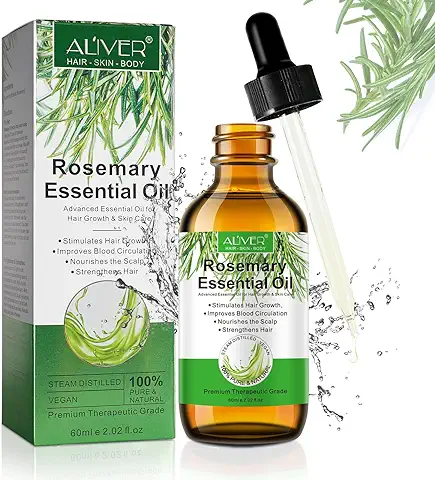 Aceite Esencial Romero para el Crecimiento del Cabello, las Cejas y las Pestañas, 60 ml Aceite Esencial de Romero para Cuidado de Piel, Pieles Masajes o Cabello, Tratamiento de Pérdida Cabello,60 ml  