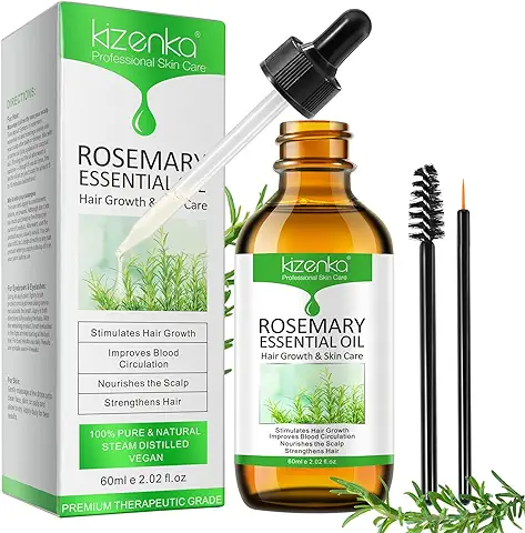 Aceite Esencial Romero para el Crecimiento del Cabello, las Cejas y las Pestañas, 60 ml Aceite Esencial de Romero para Cuidado de Piel, Pieles Masajes o Cabello, Tratamiento de Pérdida Cabello  