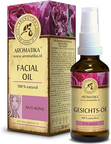 Aceite Facial 50ml - 100% Puro y Natural - Aceite Facial con Aceite de Jojoba y Rosa - Cuidado Rejuvenecedor para Todo Tipo de Piel - Cosméticos Naturales - Aceites Corporales Sin Conservativos  