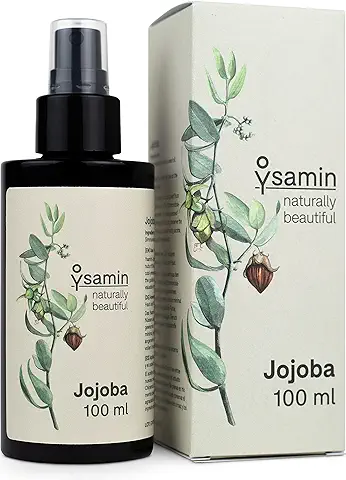 Aceite Jojoba Orgánico Prensado en Frío, 100 % Puro, Piel, Cabellos Secos, Labios, Cara, Uñas, Barba, Cuerpo, Masaje, Cosmética tú Mismo (aceite Base), Bebé. Ayuda con Acné y Estrías 100 ml  