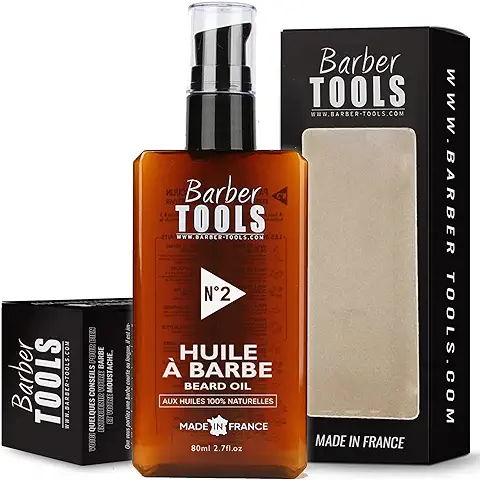 Aceite para Barba | N°2 | con Aceites 100% Naturales 80ml - Promueve el Crecimiento de la Barba - Con Aceite RICIN, 7 Aceites Vegetales y 3 Aceites Esenciales y Vitamina E - BARBER TOOLS -  