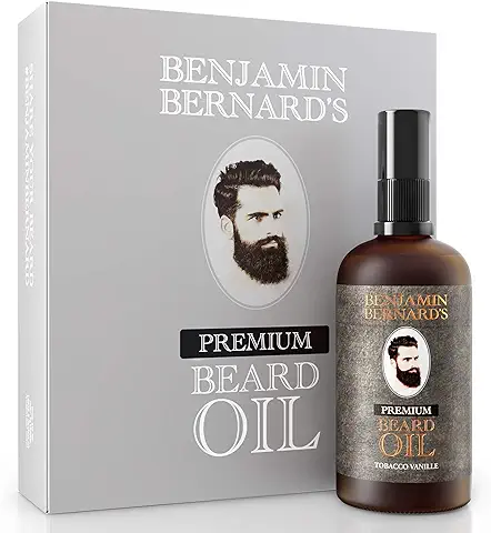 Aceite para Barba Premium de Benjamin Bernard - Mezcla de Cuidado Masculino con Aceites Esenciales, Vitamina E - Tratamiento Hidratante Natural - Suero y Suavizante para dar Forma al Vello Facial  