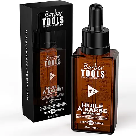 Aceite para la Barba| N°2 | con Aceites 100% Naturales 30ml - Promueve el Crecimiento de la Barba - Con Aceite RICIN, 7 Aceites Vegetales y 3 Aceites Esenciales y Vitamina E - BARBER TOOLS -  