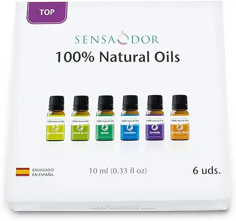 Aceites Esenciales 100% Natural Oils Sensaodor Pack TOP Árbol de té, Eucalipto, Lavanda, Hierba Limón, Menta y Naranja Dulce.  