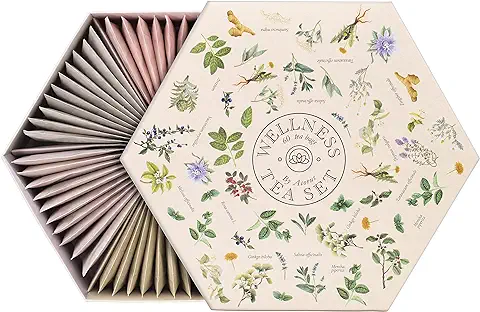 ACORUS | Surtido de té de Bienestar | Juego de Regalo de caja de Cesta de té Surtido Natural | Cuadro de Selección Grande | 60 Bolsitas de té | 6 tés Funcionales  