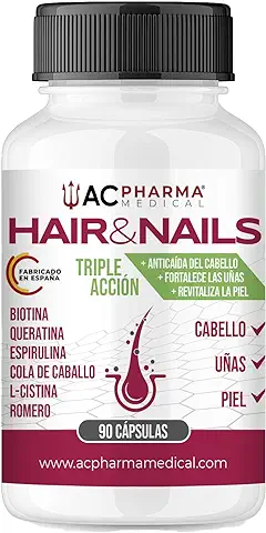 ACPHARMA MEDICAL - Tratamiento Anticaída del Cabello - Vitaminas para el Cabello - Retrasa la Caída del Cabello Mujer y Hombre - 90 Caps.  