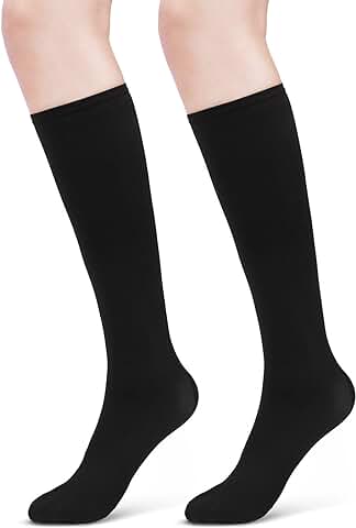 ACWOO - Calcetines de Compresión para Mujeres y Hombres, 3 Pares de Calcetines de Compresión de tubo Largo Transpirables Coloridos, Calcetines Antideslizantes para Correr, para Deportes, Vuelo,  
