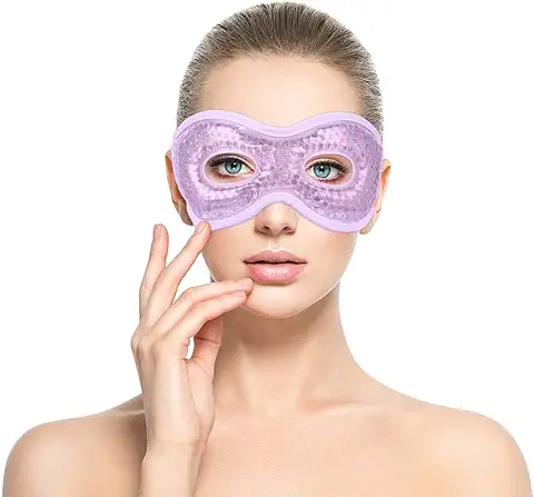 ACWOO Máscara de Gel para Ojos, Antifaz Gel Frío Ojos, Reutilizable Antifaz para Ojos Fríos de Calor y Frío, Antifaz Frio para Ojos, para Ojos Hinchados, Migrañas, Ojeras (Púrpura)  