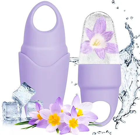 ACWOO Rodillo Hielo Facial, Bolas de Hielo Facial Reutilizable, Rodillo Facial de Hielo de Silicona, Belleza Facial Rodillo de Hielo Herramientas para El Cuidado de Piel Para Ojos y Cuello (Púrpura)  
