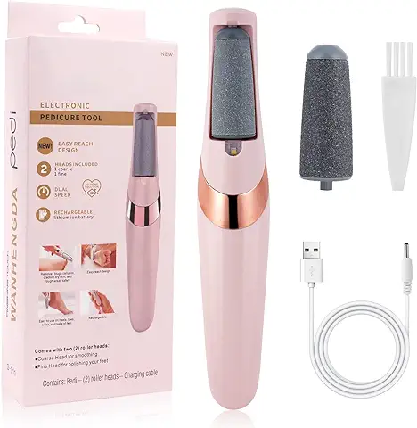 ACWOO Lima Electrica Pies Durezas, Quita Durezas para Pies Electrico Profesional con 2 Cabezales de Rodillos, USB Lima Pies Electrica Recargables, Removedor de Callos de Pedicura Profesional para Pies  